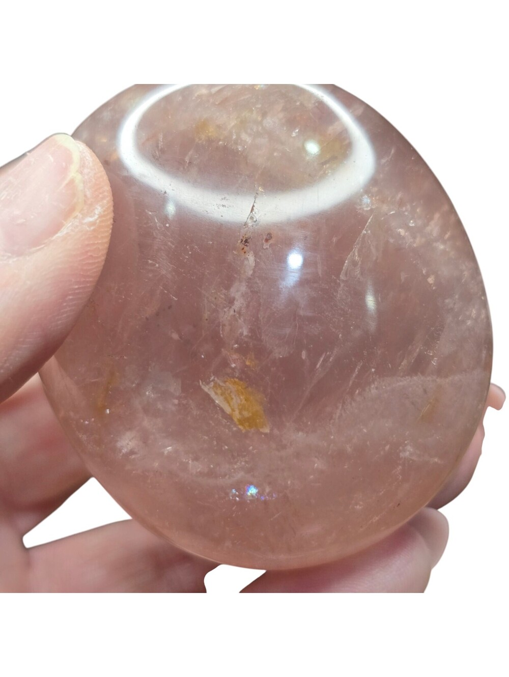 A071. Large Rose Quartz Natural Crystal Palm Stone